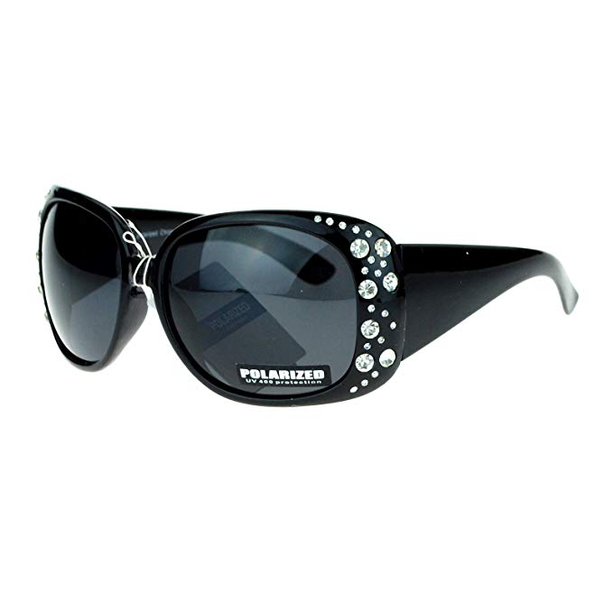 SA106 Iced Out Bling Rhinestone Polarized Lens Plastic Butterfly Sunglasses