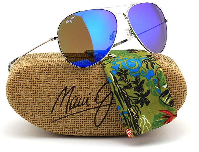 Maui Jim B264-17 MAVERICKS Silver Titanium Frame / Polarized Blue Hawaii Lens