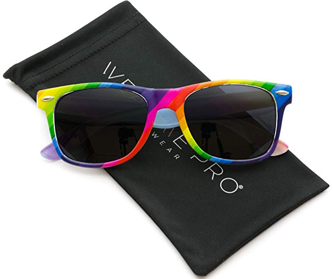 New Horn Rimmed Style Pride Rainbow Mirrored Lens Sunglasses