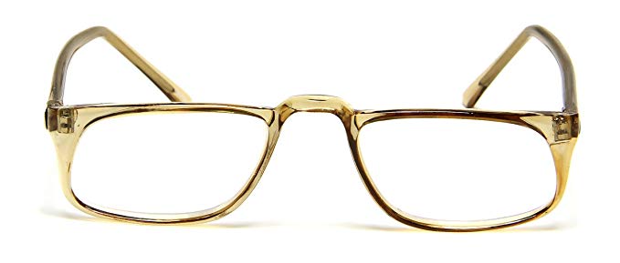 Retro Reading Eyeglasses 2.25 Prescription Lens Rectangular Transparent Beige Frame