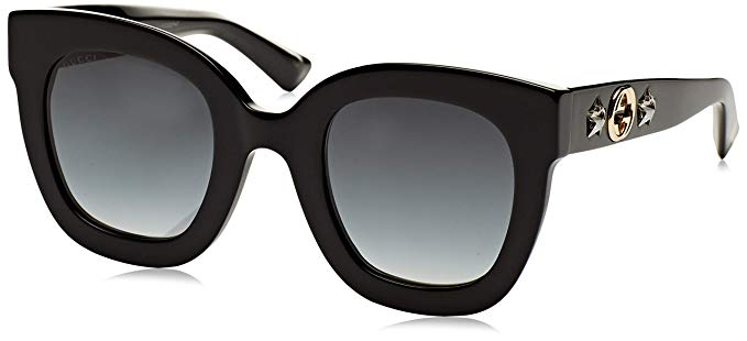 Gucci GG0208S 001 Black GG0208S Butterfly Sunglasses Lens Category 3 Size 49mm