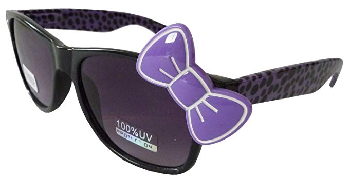 Hello Kitty Polka Dots Wayfarer Dark Lens Glasses Sunglasses Nerd Retro 80's Purple