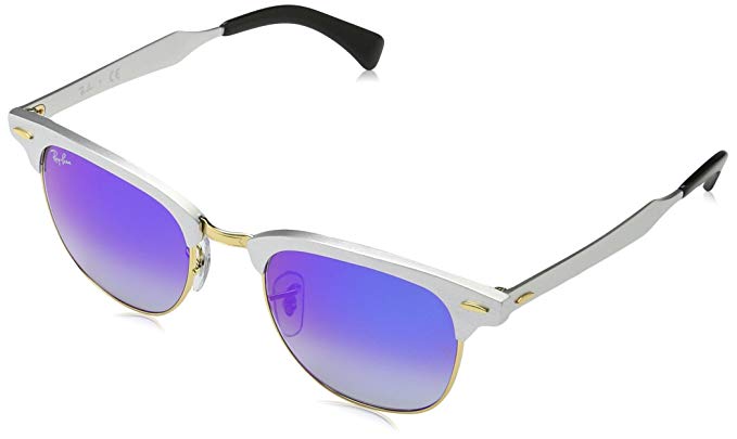 Ray-Ban Clubmaster Aluminum - Brushed Silver Frame Blue Flash Gradient Lenses 51mm Non-Polarized