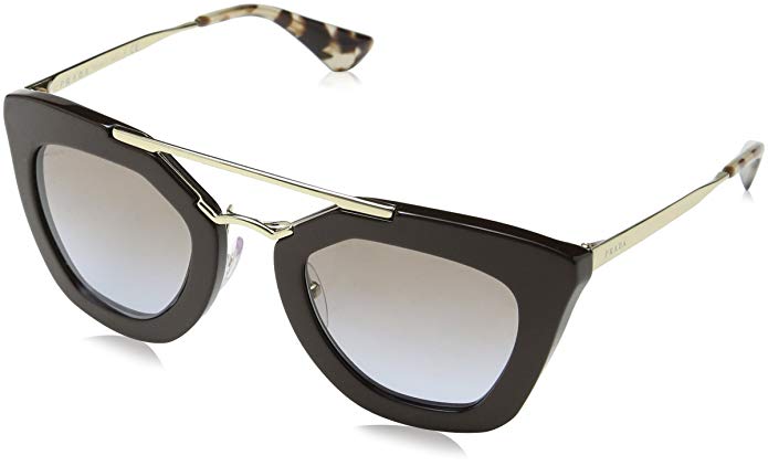 Prada Women's PR 09QS Sunglasses Brown / Light Blue Grad Light Brown 49mm